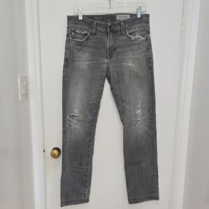 Ag EG Adriano Goldschmied The Graduate Tailored Leg Distressed Gray Jeans